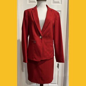 Emily Women's Red Dress Suit Jacket and Skirt Set, Size 12/14, New